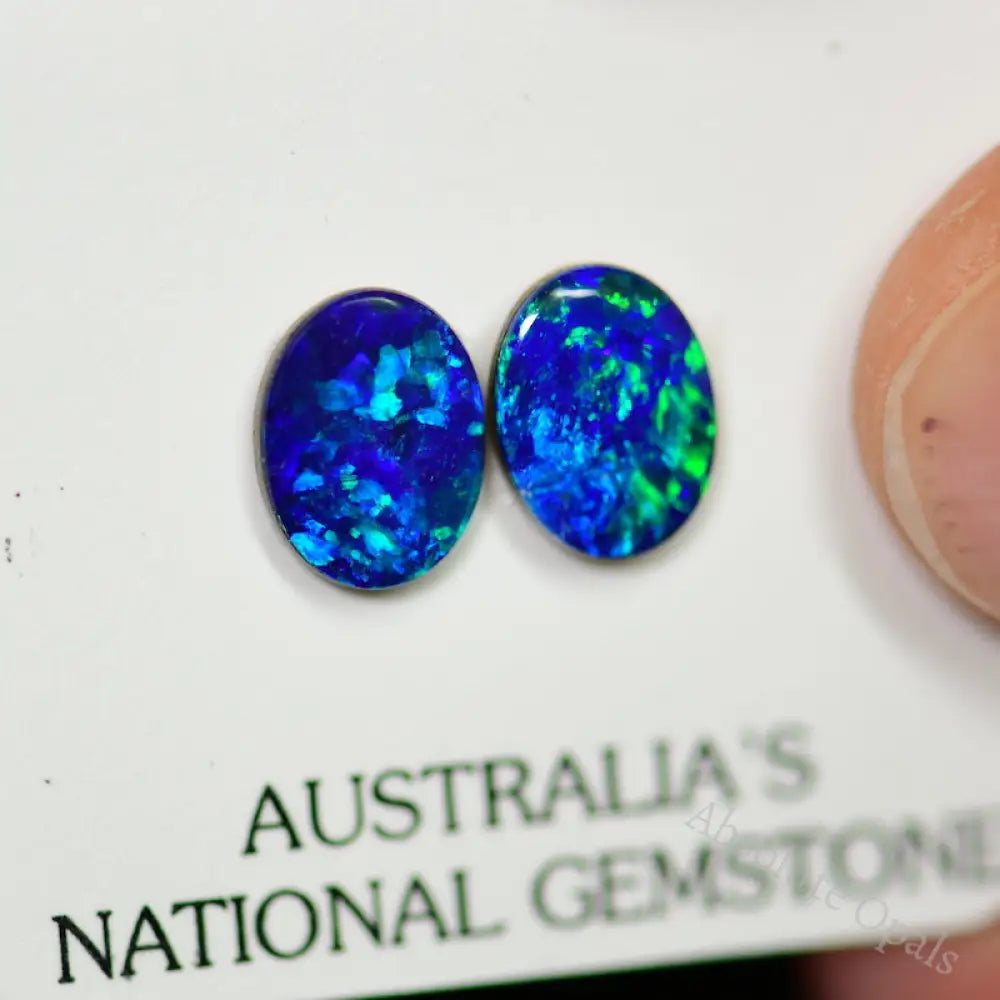 2.20 Cts Australian Opal Doublet Stone Cabochon 2Pcs 8X6