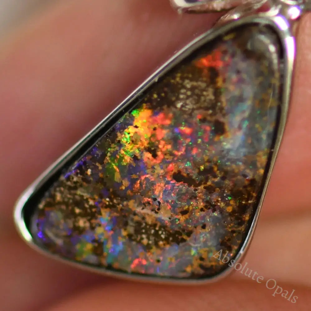 2.21 G Australian Boulder Opal With Silver Pendant: L 26.2 Mm Jewellery