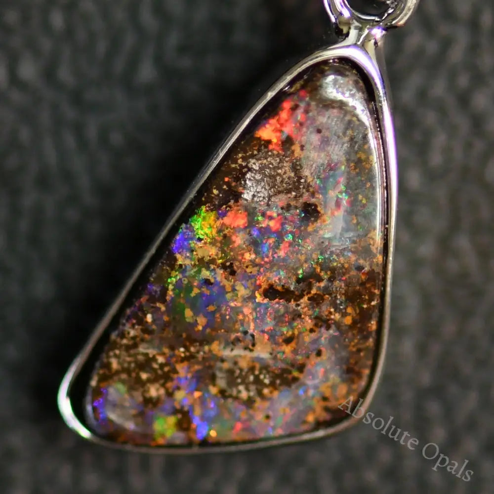 Australian Boulder Opal with Silver Pendant