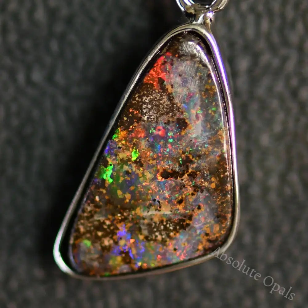 Australian Boulder Opal with Silver Pendant