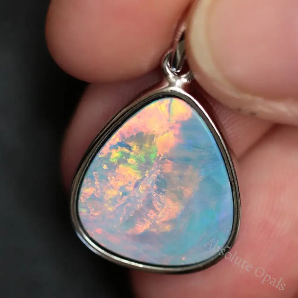 2.25 G Australian Doublet Opal With Silver Pendant: L 26.3 Mm Jewellery