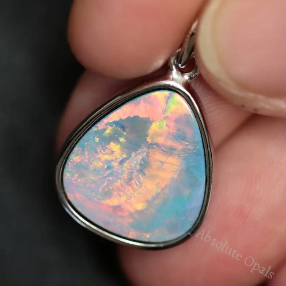 2.25 G Australian Doublet Opal With Silver Pendant: L 26.3 Mm Jewellery