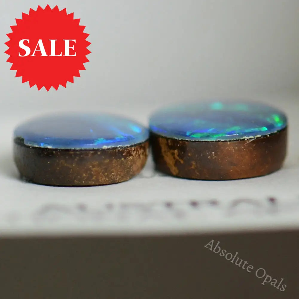 2.3 Cts Australian Opal Doublets Stone Cabochon 2Pcs 8X6 Doublet