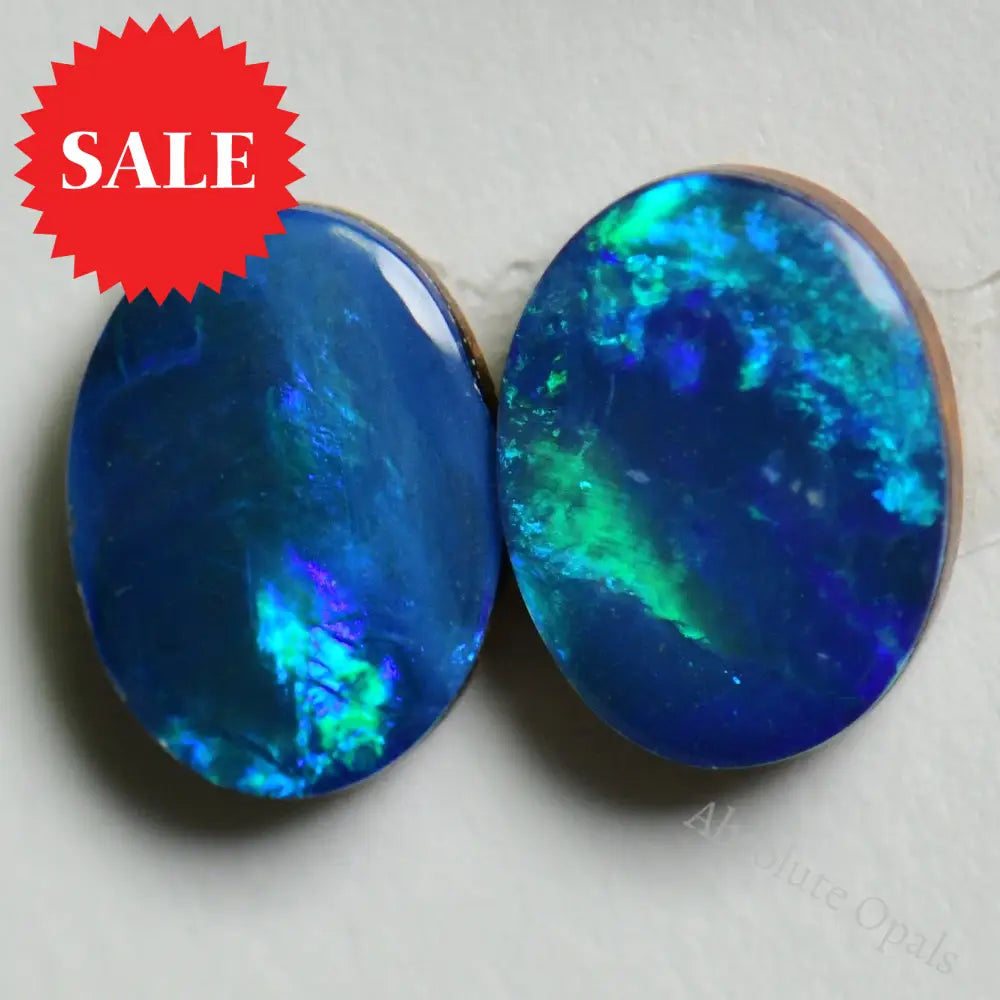 2.3 Cts Australian Opal Doublets Stone Cabochon 2Pcs 8X6 Doublet