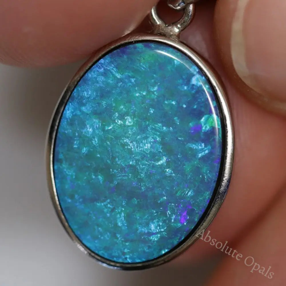 2.34 G Australian Doublet Opal With Silver Pendant: L 26.9 Mm Jewellery