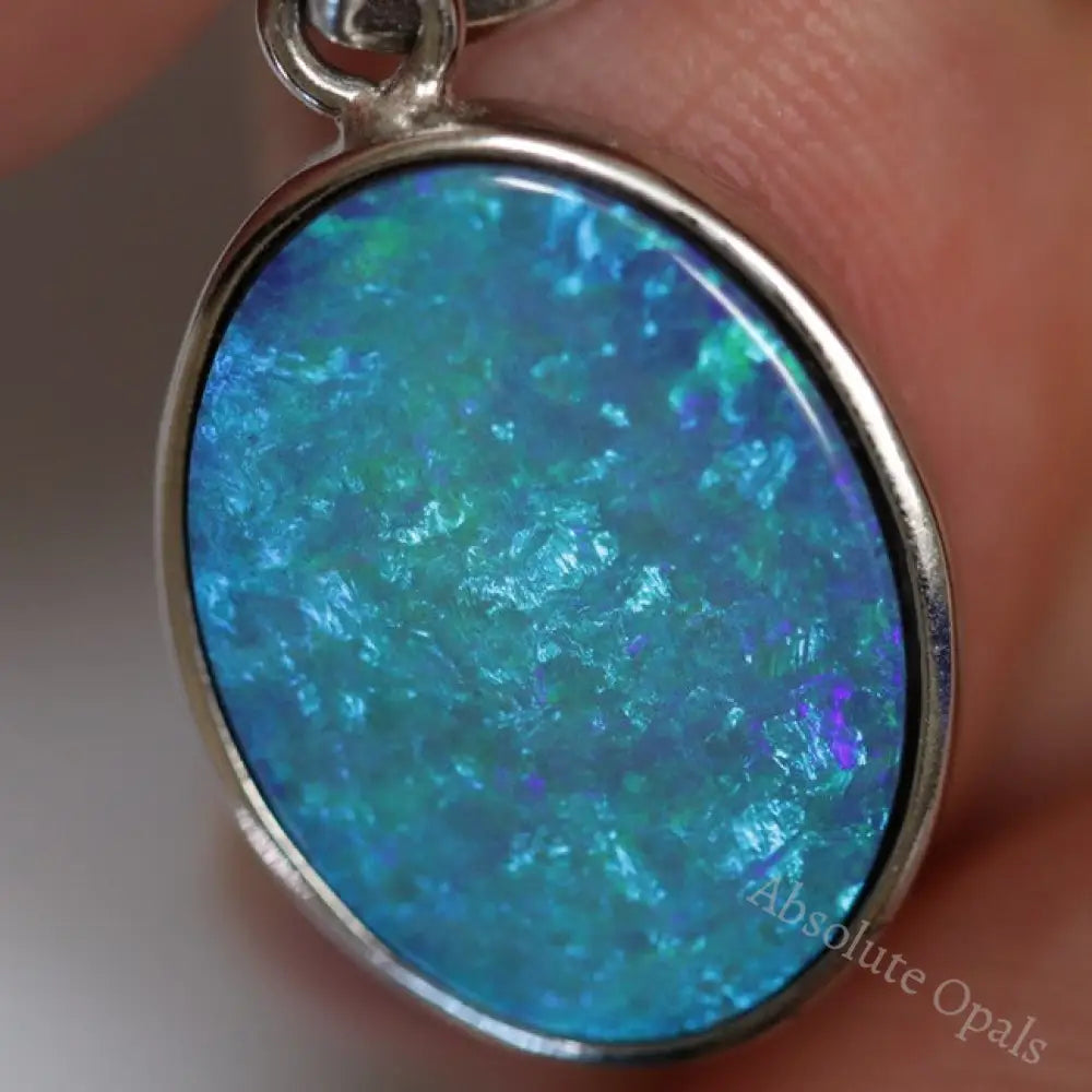 2.34 G Australian Doublet Opal With Silver Pendant: L 26.9 Mm Jewellery