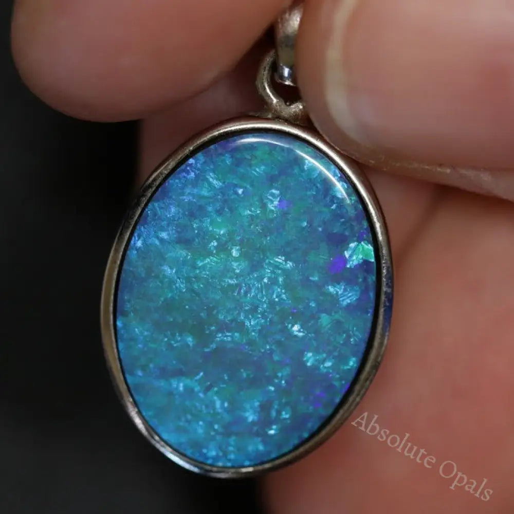 2.34 G Australian Doublet Opal With Silver Pendant: L 26.9 Mm Jewellery