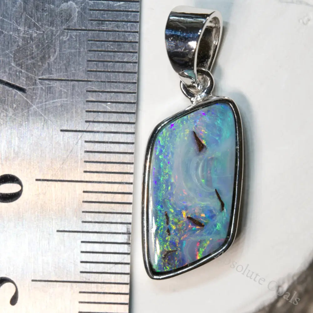 2.36 G Australian Boulder Opal Pendant With Sterling Silver L 26.6 Mm Jewellery