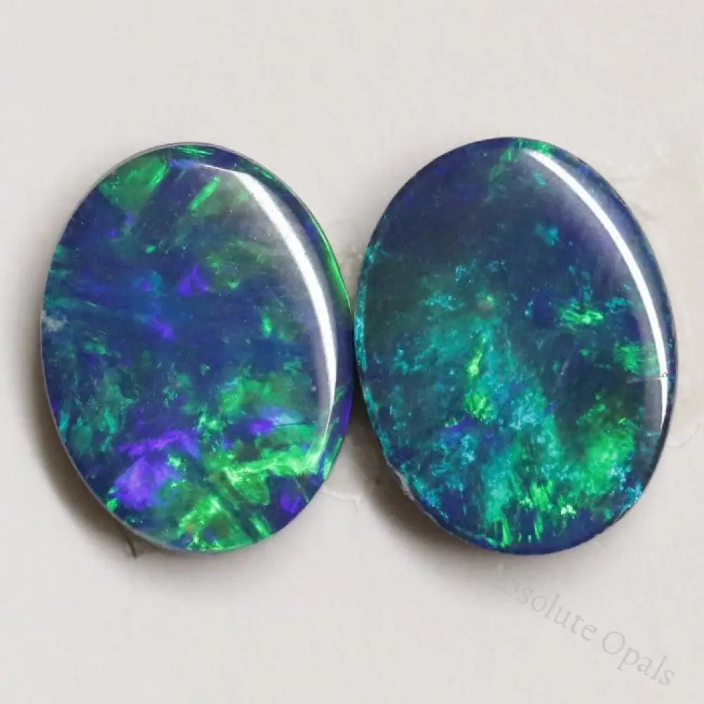 2.38 Cts Australian Opal Doublet Stone Cabochon 2Pcs