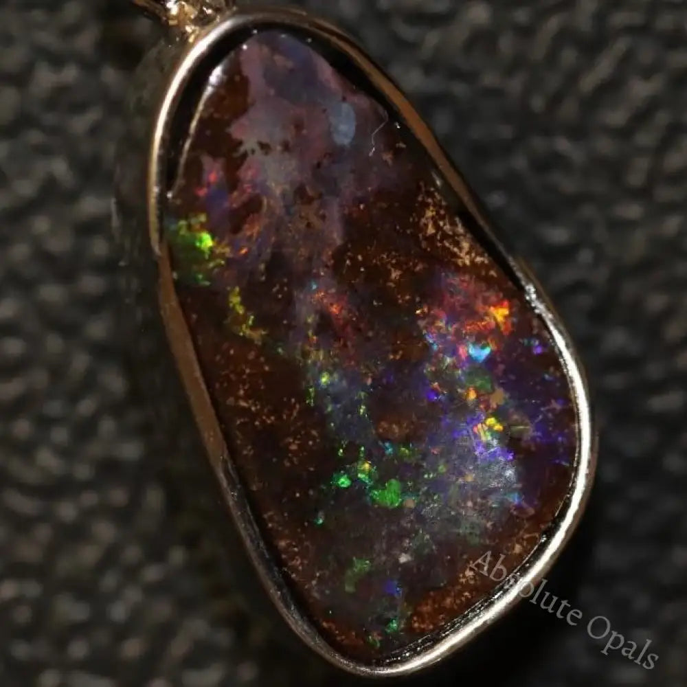 2.53 G Australian Boulder Opal With Silver Pendant: L 24.9 Mm Jewellery