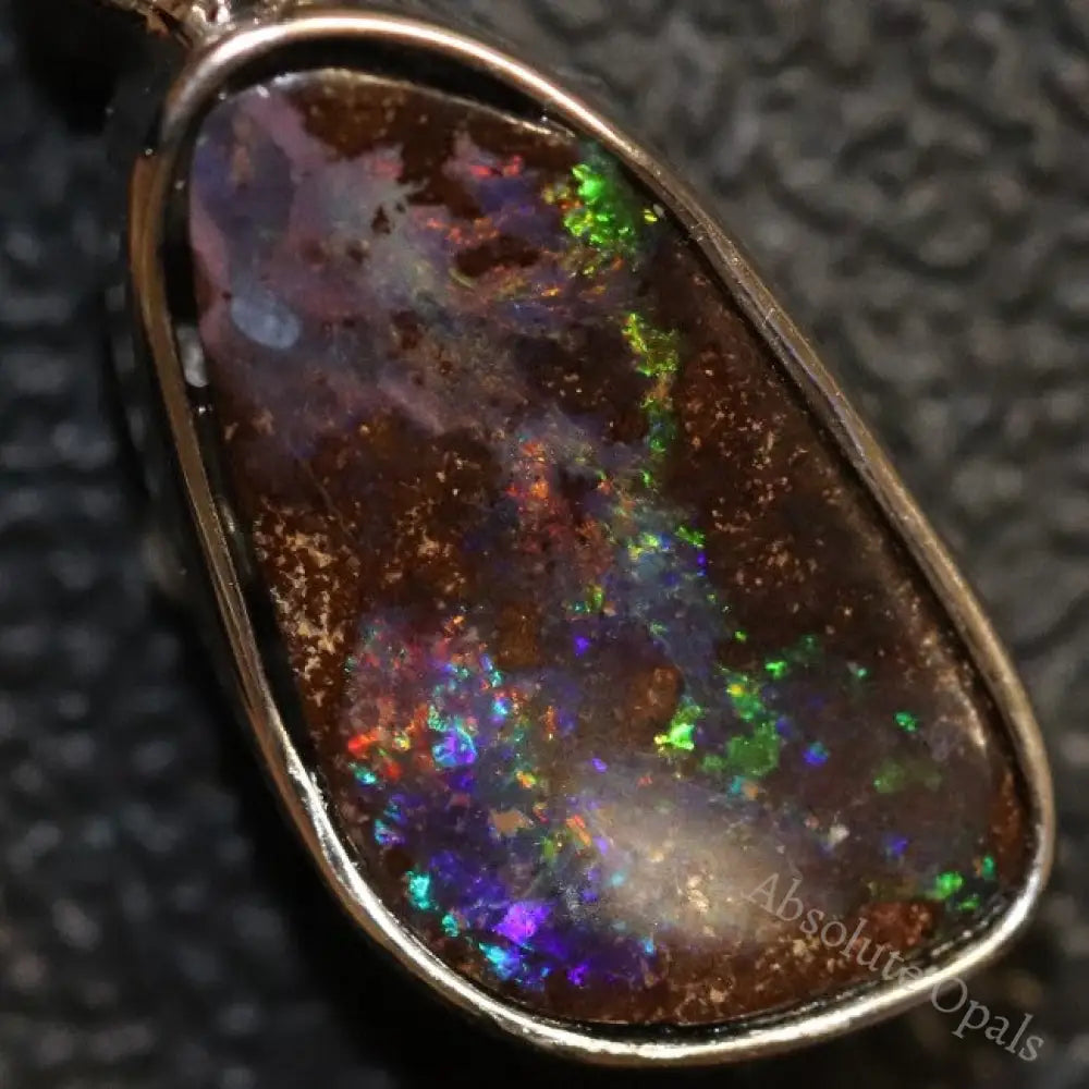 2.53 G Australian Boulder Opal With Silver Pendant: L 24.9 Mm Jewellery