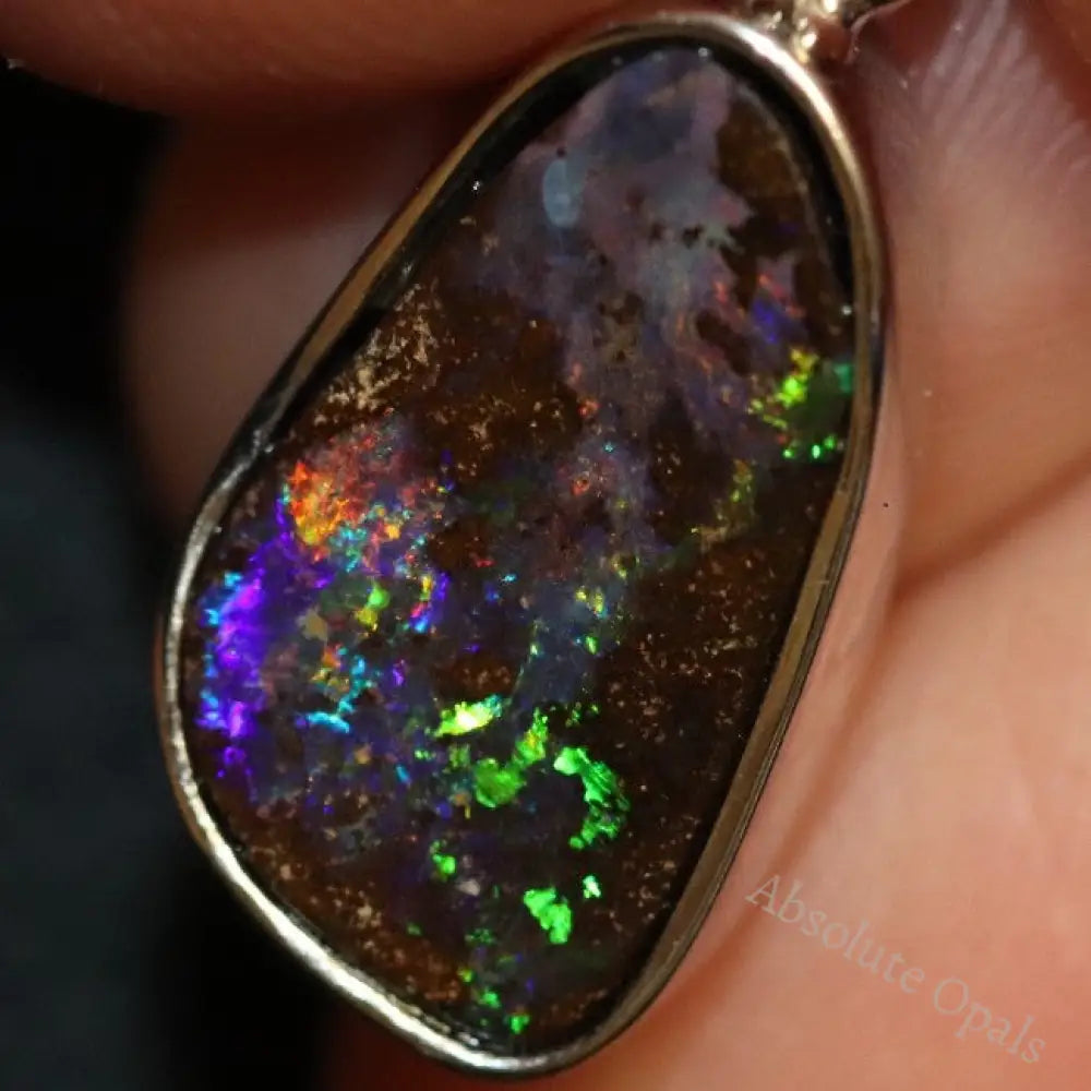 2.53 G Australian Boulder Opal With Silver Pendant: L 24.9 Mm Jewellery