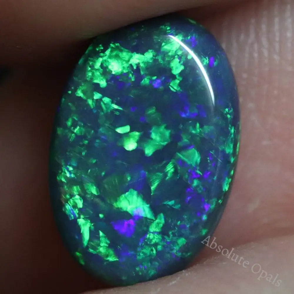 2.55 Cts Australian Black Opal Lightning Ridge Solid Gem Stone Cabochon