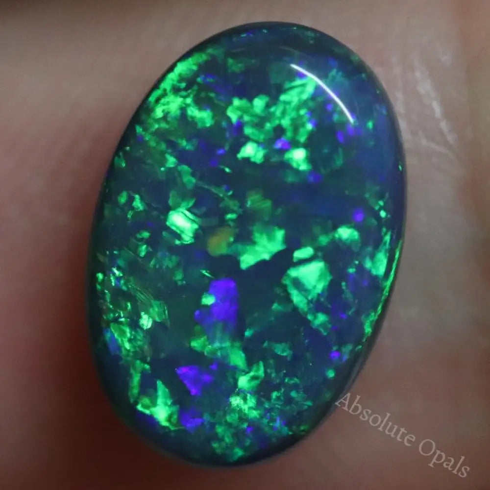 2.55 Cts Australian Black Opal Lightning Ridge Solid Gem Stone Cabochon