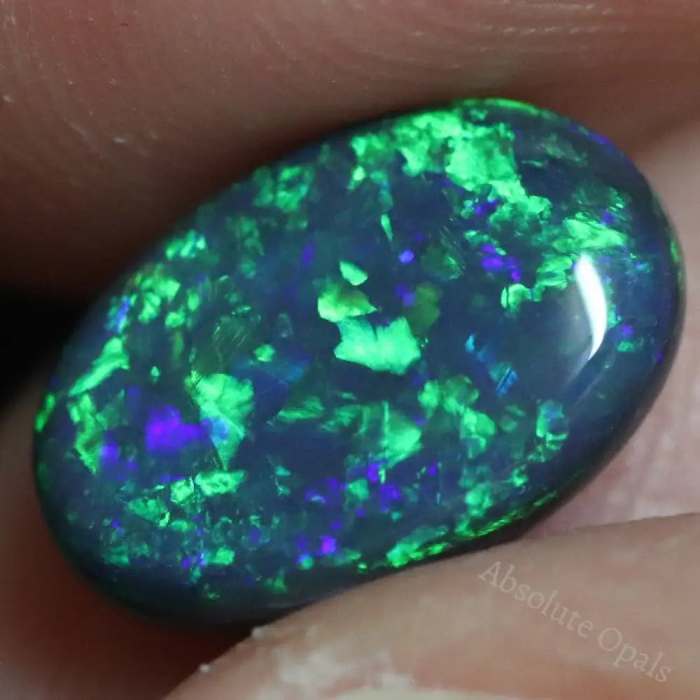 2.55 Cts Australian Black Opal Lightning Ridge Solid Gem Stone Cabochon