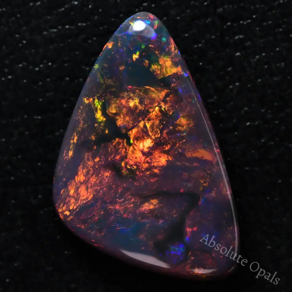 black red orange fire  opal