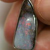 2.72 G Australian Boulder Opal With Silver Pendant: L 30.6 Mm Jewellery