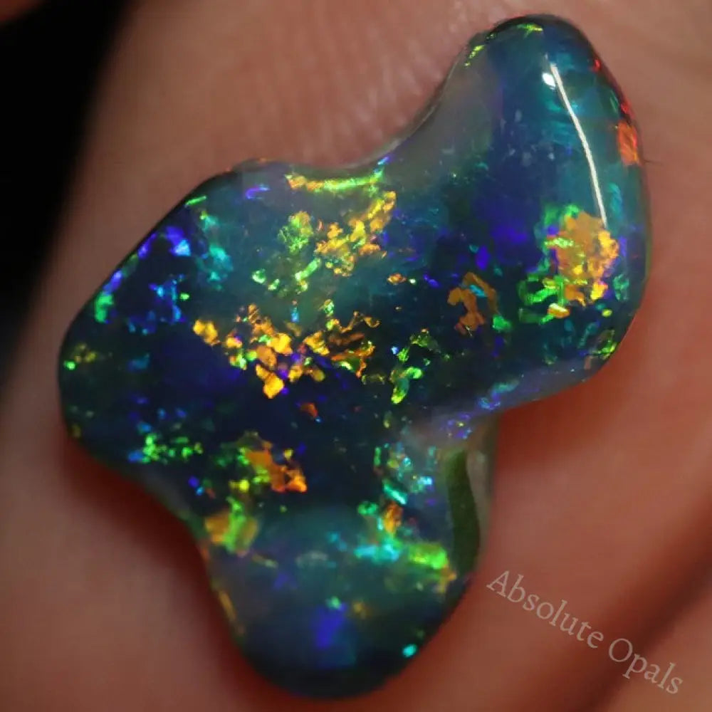 Black Opal Lightning Ridge, Australian Solid Carving, Loose Gem Stone, Red Green Blue