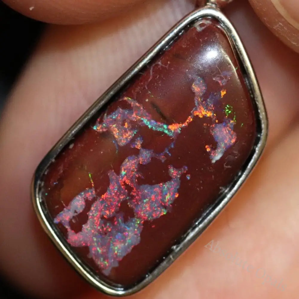 2.80 G Australian Boulder Opal With Silver Pendant: L 27.0 Mm Jewellery