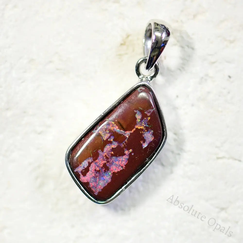 2.80 G Australian Boulder Opal With Silver Pendant: L 27.0 Mm Jewellery