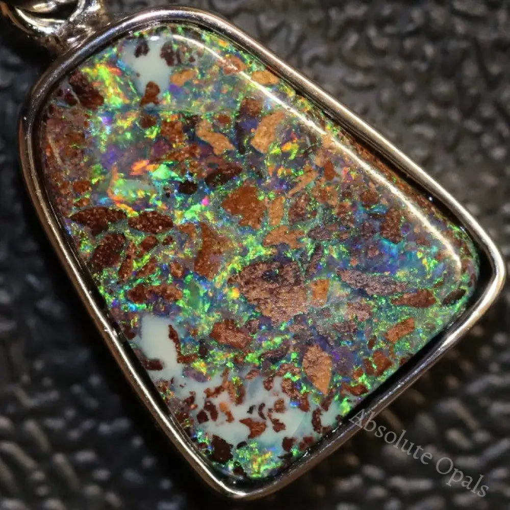 2.90 G Australian Boulder Opal With Silver Pendant: L 26.2 Mm Jewellery