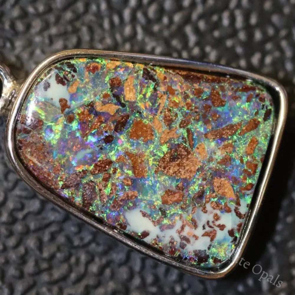 2.90 G Australian Boulder Opal With Silver Pendant: L 26.2 Mm Jewellery