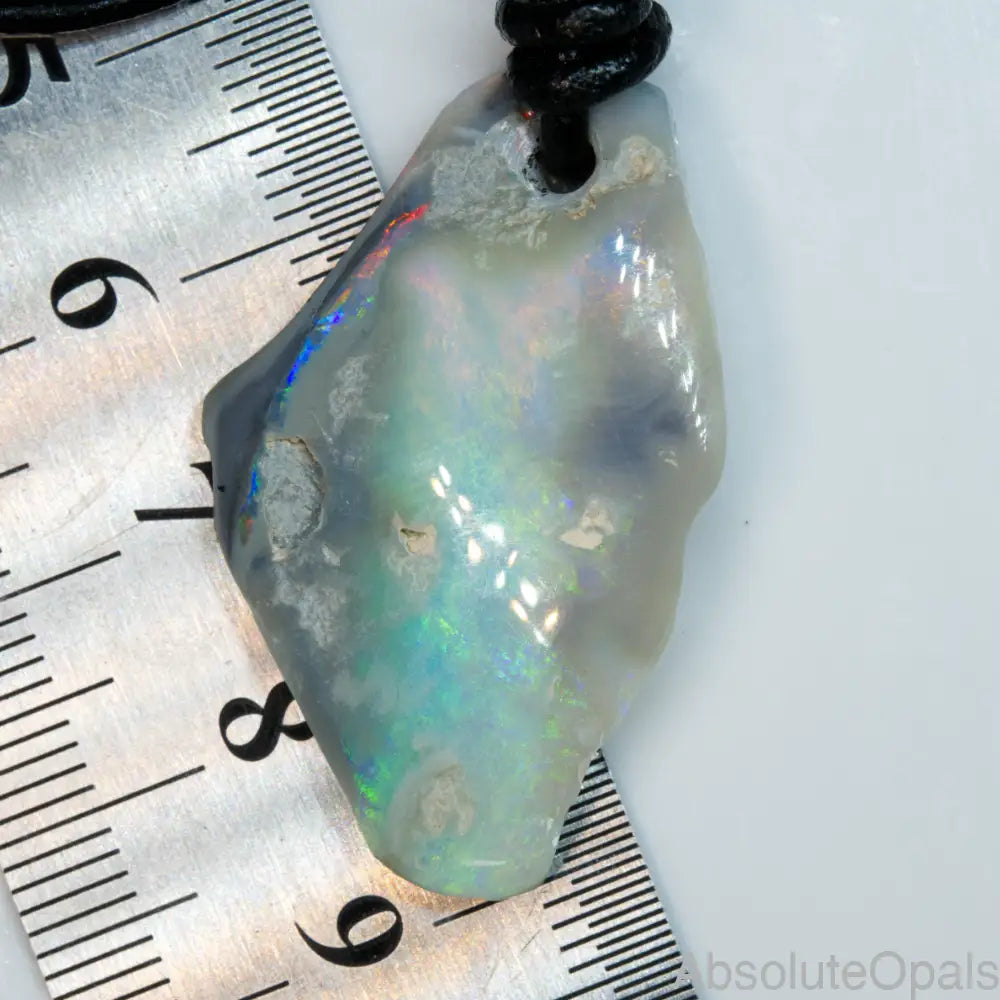  Australian Opal Leather Mounted Pendant Necklace