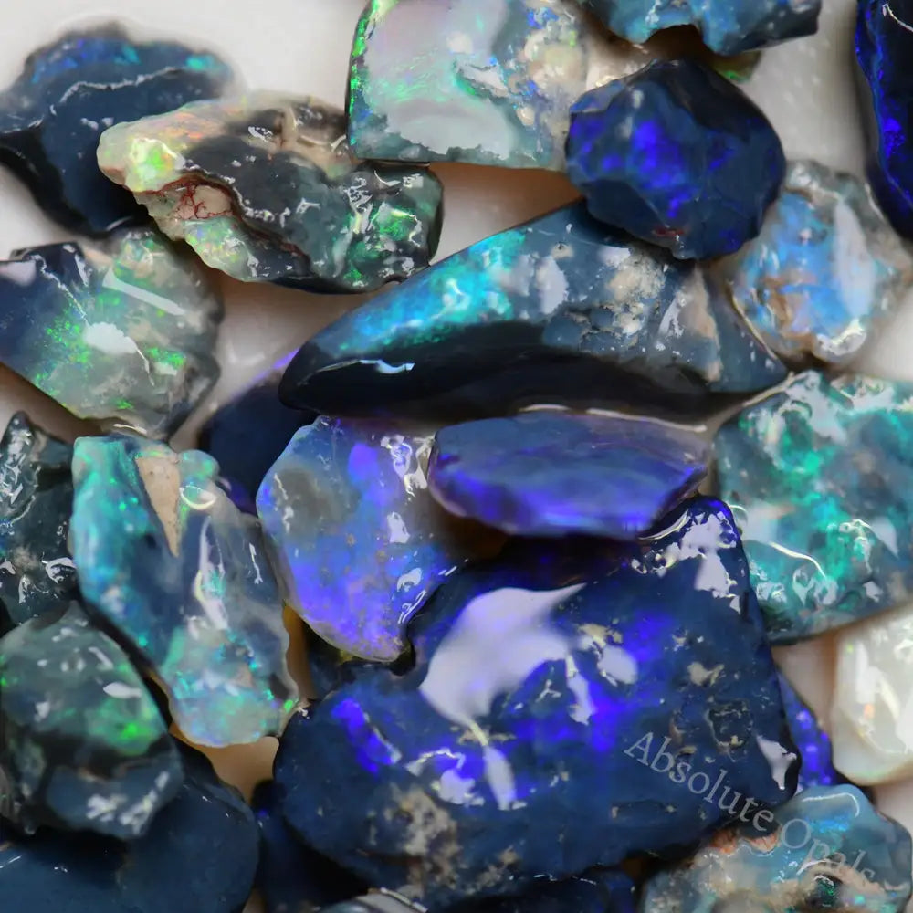  Rough Black Opal Parcel, Lightning Ridge - Potch and Colour