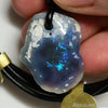 Australian Opal Drilled Greek Leather Mounted Pendant Necklace