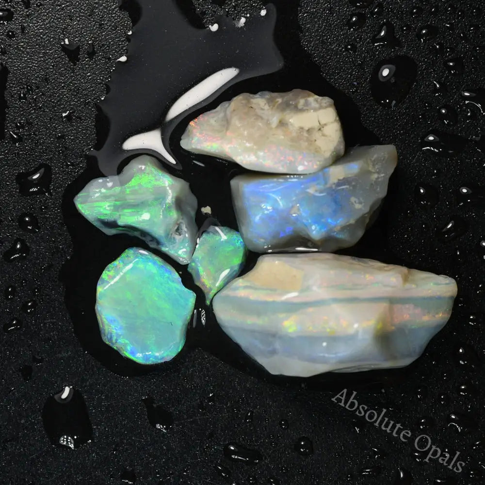 Uncut Lightning Ridge Opal Parcel showing raw opal formations