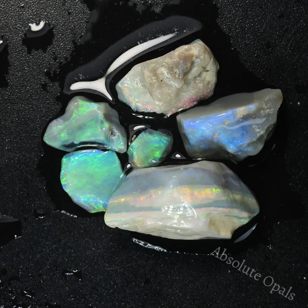 Uncut Lightning Ridge Opal Parcel showing raw opal formations