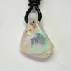 Australian Opal Drilled Greek Leather Mounted Pendant Necklace