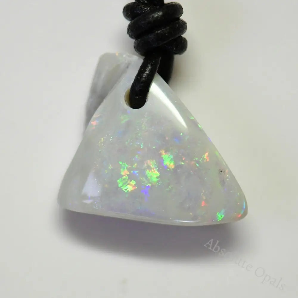 Australian Opal Drilled Greek Leather Mounted Pendant Necklace