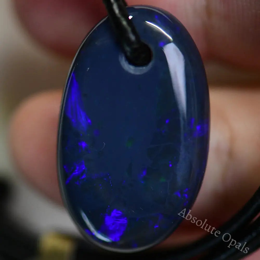 25 Cts Australian Opal Drilled Greek Leather Mounted Pendant Necklace Jewellery