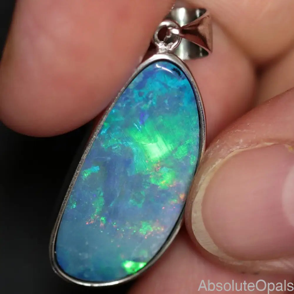 3.03 G Australian Doublet Opal With Silver Pendant: L 35.3 Mm Jewellery