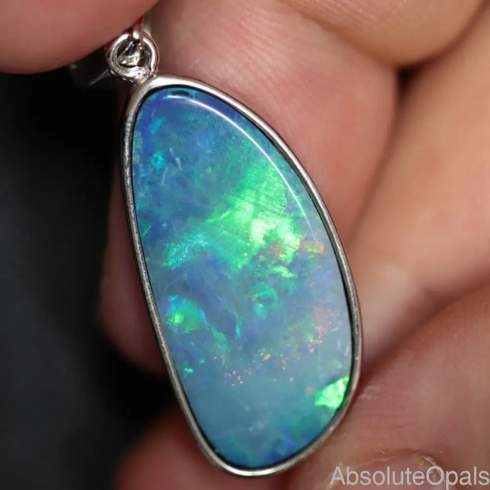 3.03 G Australian Doublet Opal With Silver Pendant: L 35.3 Mm Jewellery