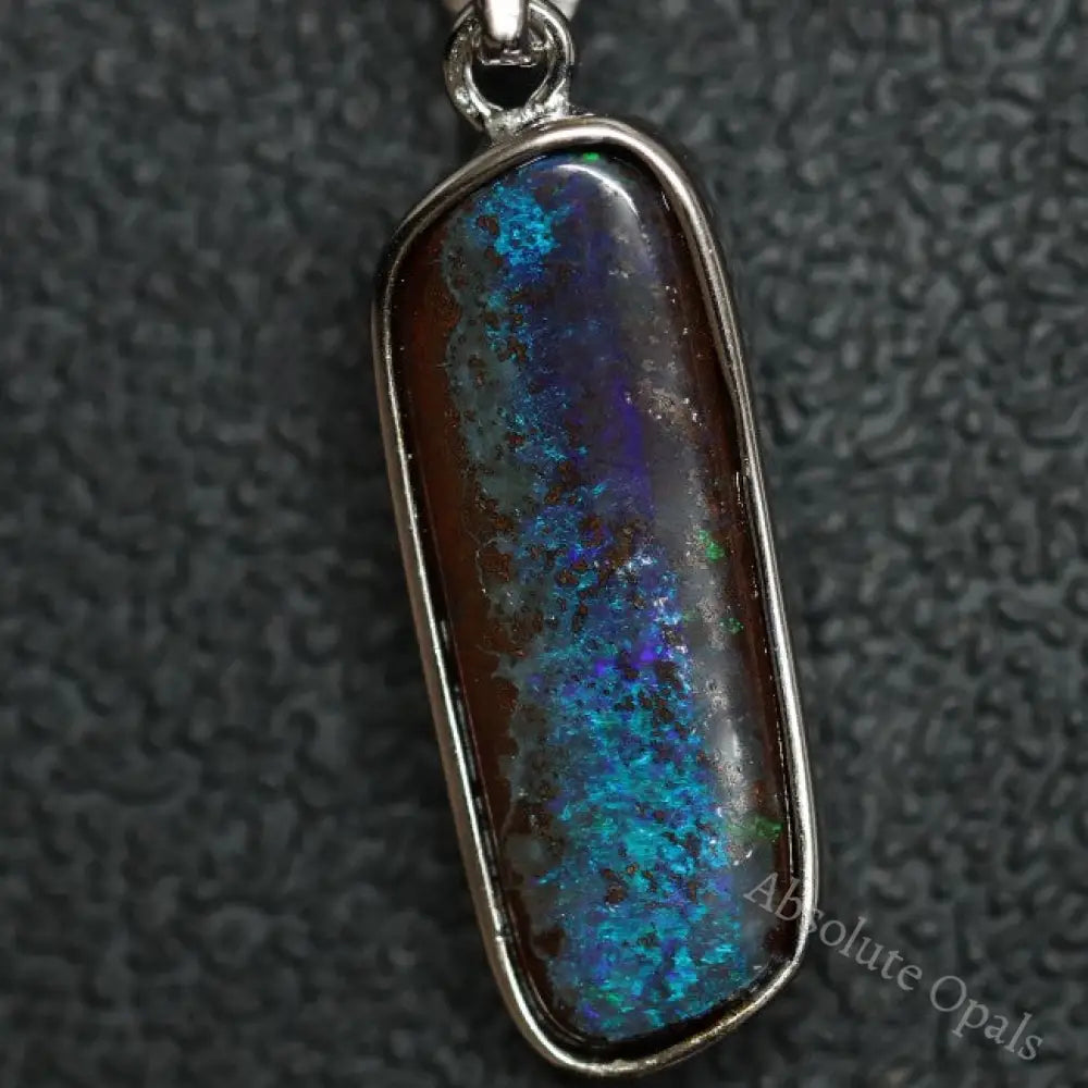 3.19 G Australian Boulder Opal With Silver Pendant: L 30.8 Mm Jewellery