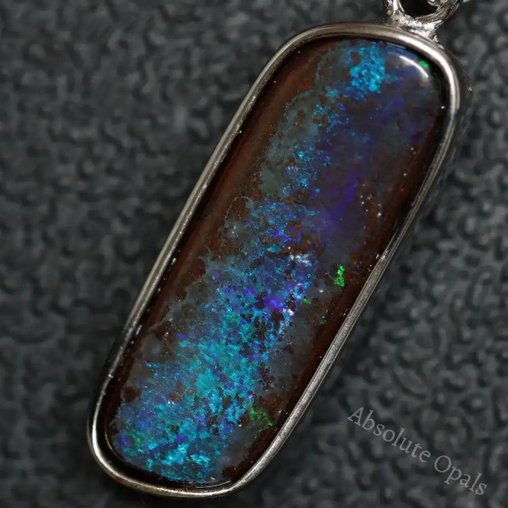 3.19 G Australian Boulder Opal With Silver Pendant: L 30.8 Mm Jewellery