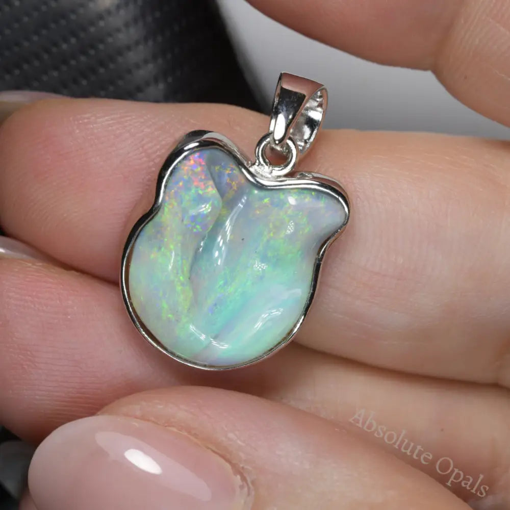 Australian Lightning Ridge Solid Opal Pendant Silver 