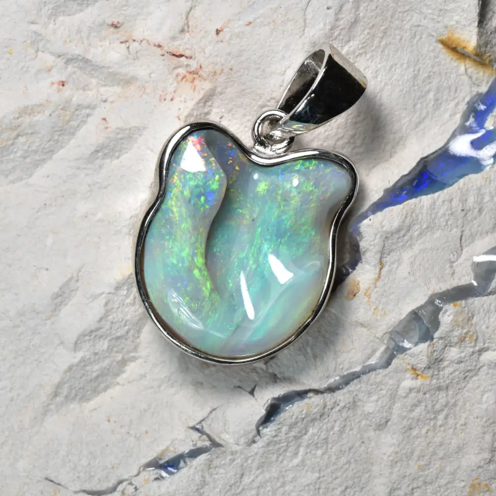 Australian Lightning Ridge Solid Opal Pendant Silver 