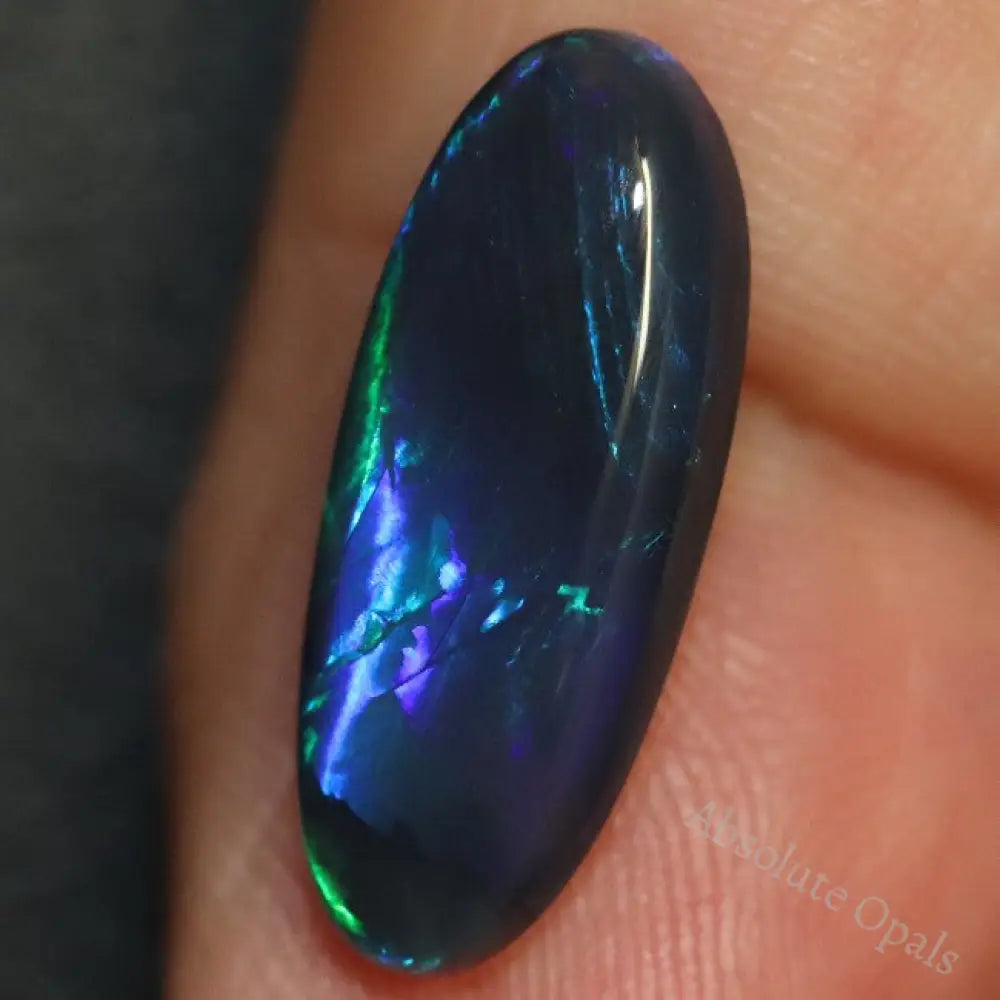 3.33 Cts Australian Black Opal Lightning Ridge Solid Gem Stone Cabochon Green Blue