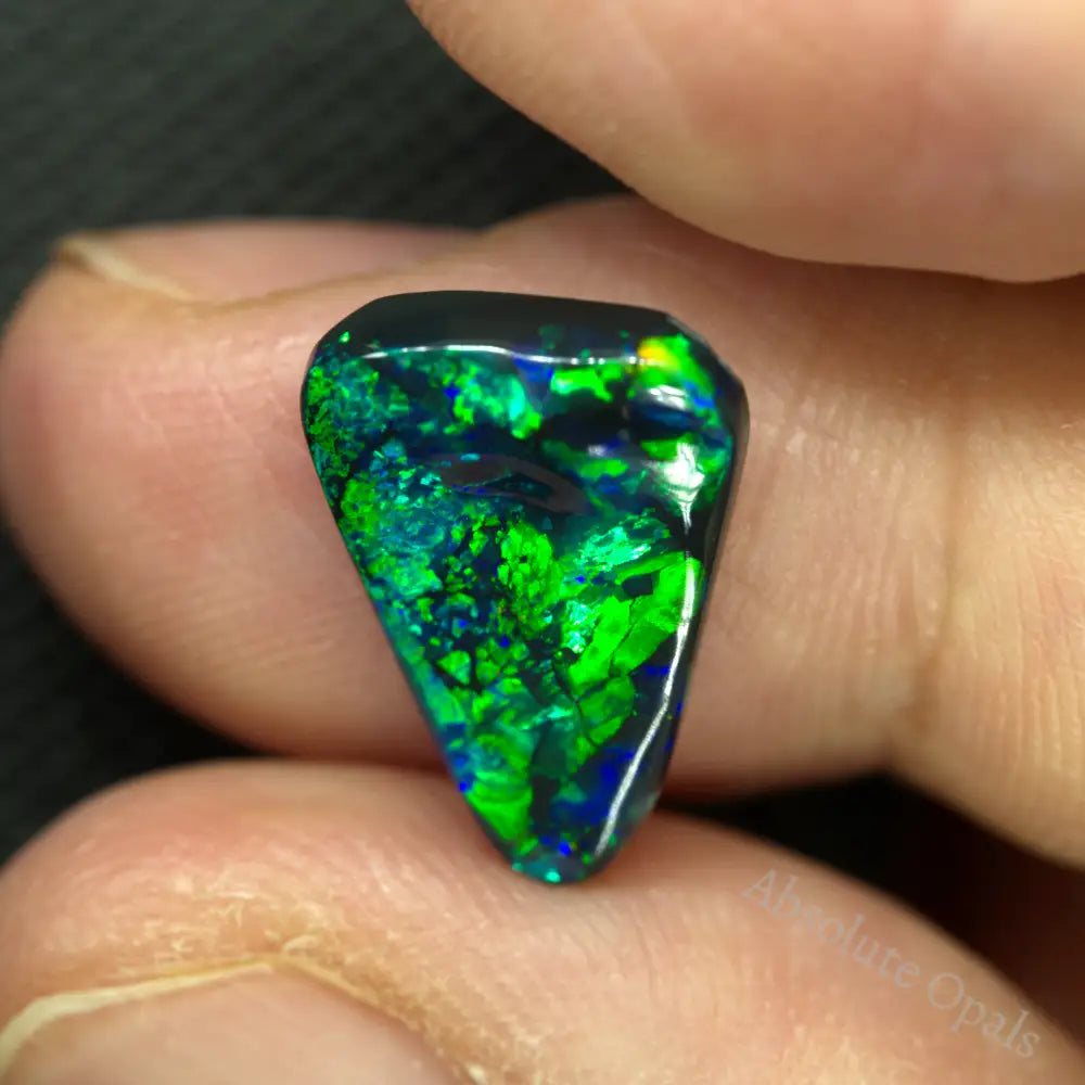 3.40 Cts Australian Black Opal Lightning Ridge Solid Stone Undulated Carving