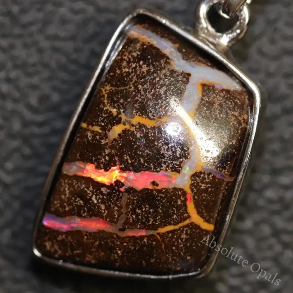 Australian Boulder Opal with Silver Pendant