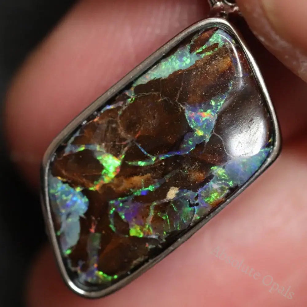 Australian Boulder Opal with Silver Pendant