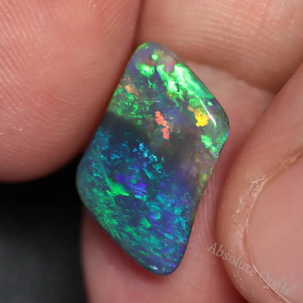 3.85 Cts Australian Solid Black Opal Lightning Ridge Semi