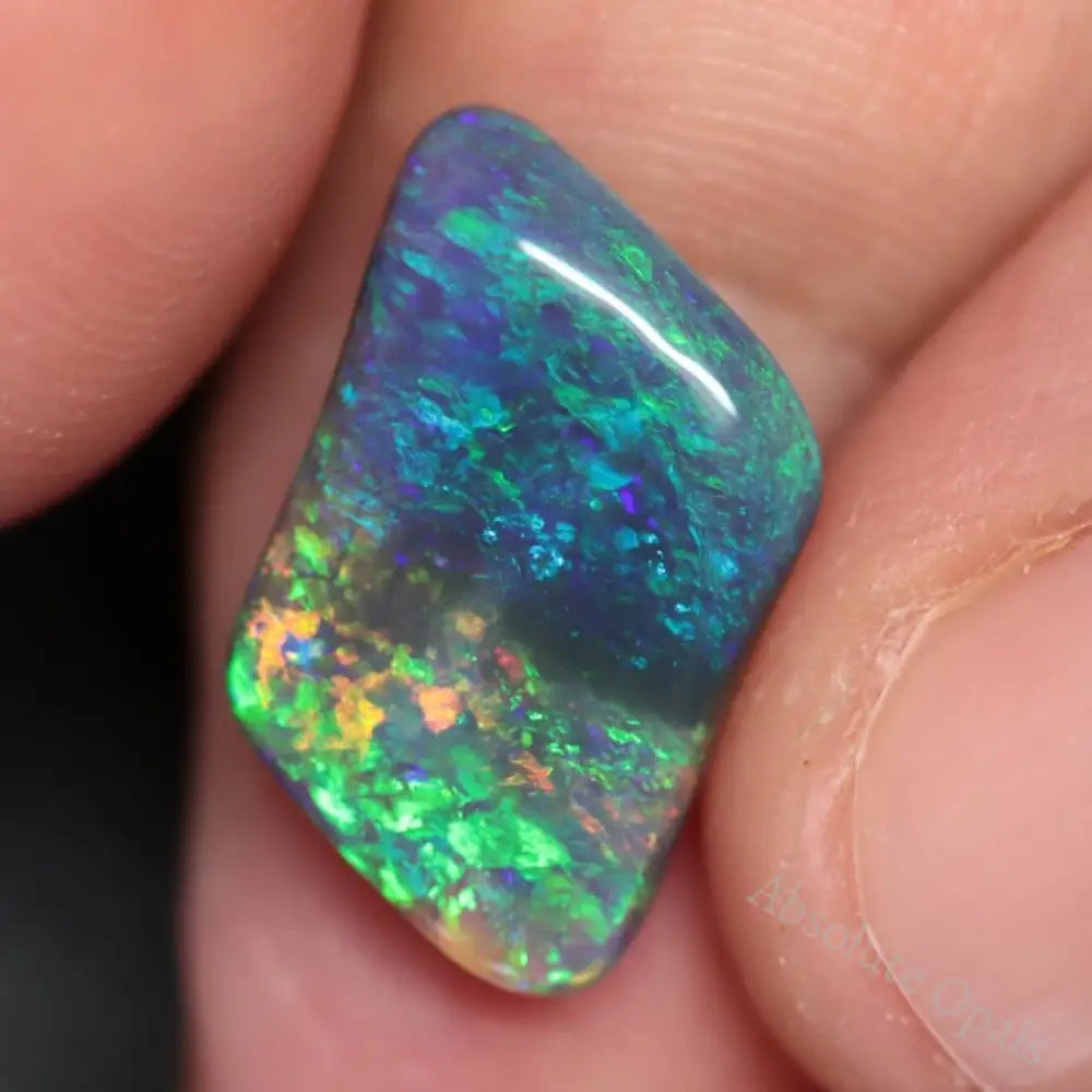 3.85 Cts Australian Solid Black Opal Lightning Ridge Semi