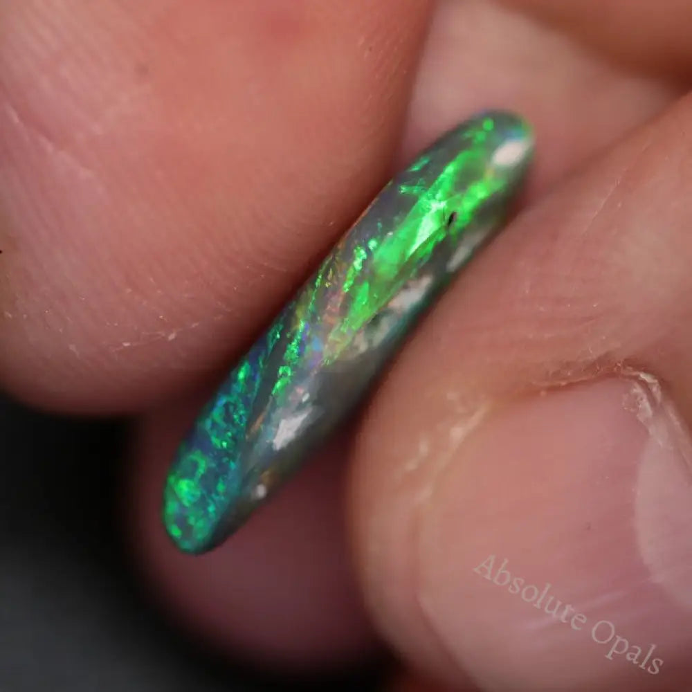 3.85 Cts Australian Solid Black Opal Lightning Ridge Semi