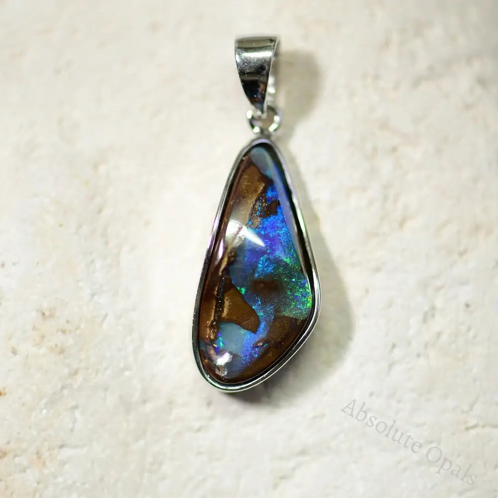 Australian Boulder Opal with Silver Pendant