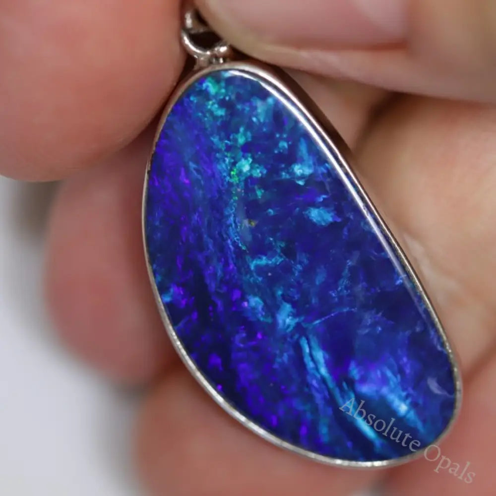 3.90 G Australian Doublet Opal With Silver Pendant: L 37.5 Mm Jewellery