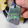 30 Cts Australian Opal Drilled Greek Leather Mounted Pendant Necklace Jewellery